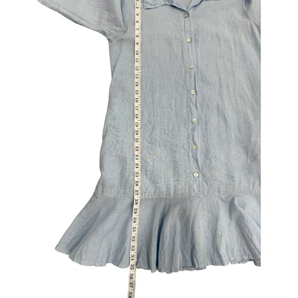 Terzo Millennio Button-Up Shirt Dress Light Blue Linen Blend Italy Womens Size S - Picture 6 of 8